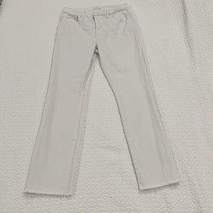 GOOD AMERICAN White Straight Leg Jeans with Raw Hem | Size 4/27